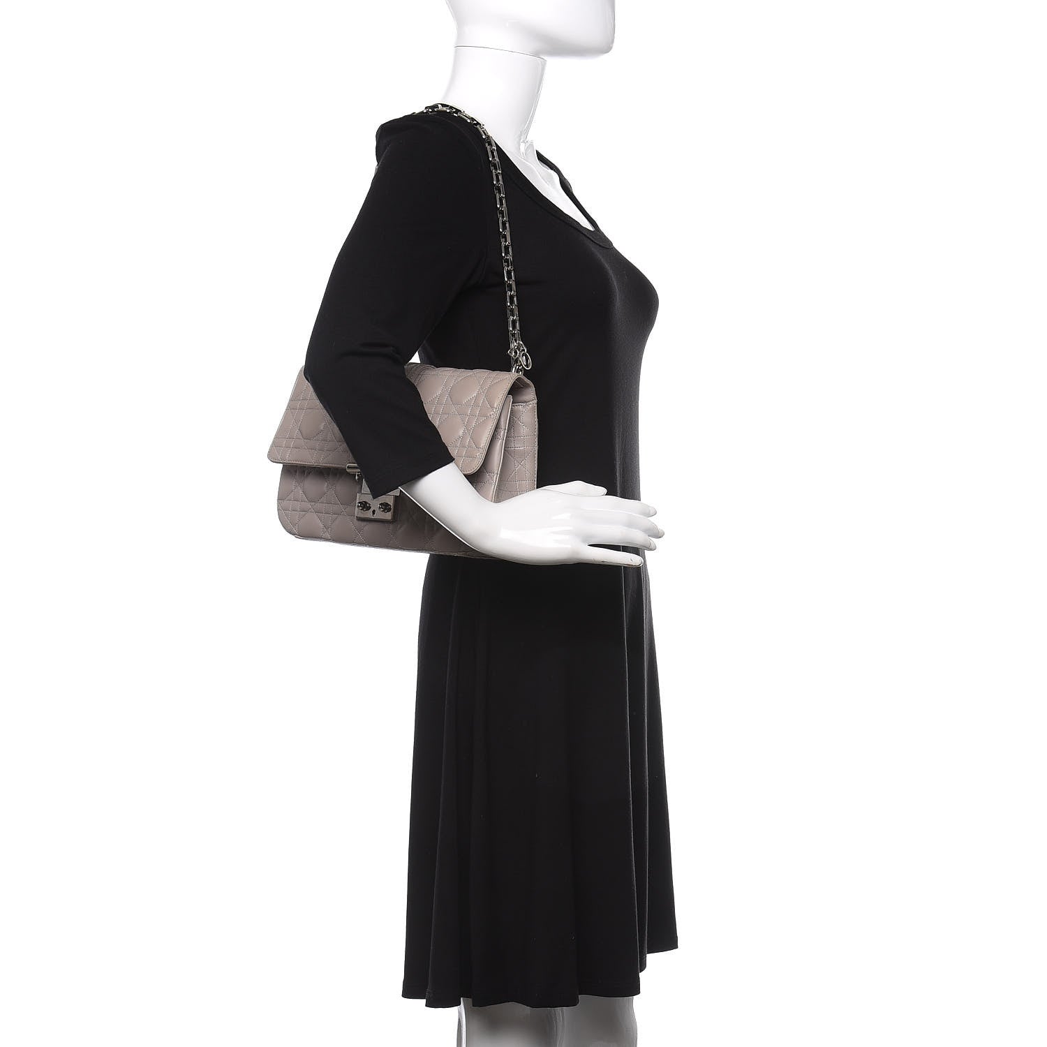 Christian Dior Lambskin Cannage Medium Miss Dior Flap Grey 2 of 18