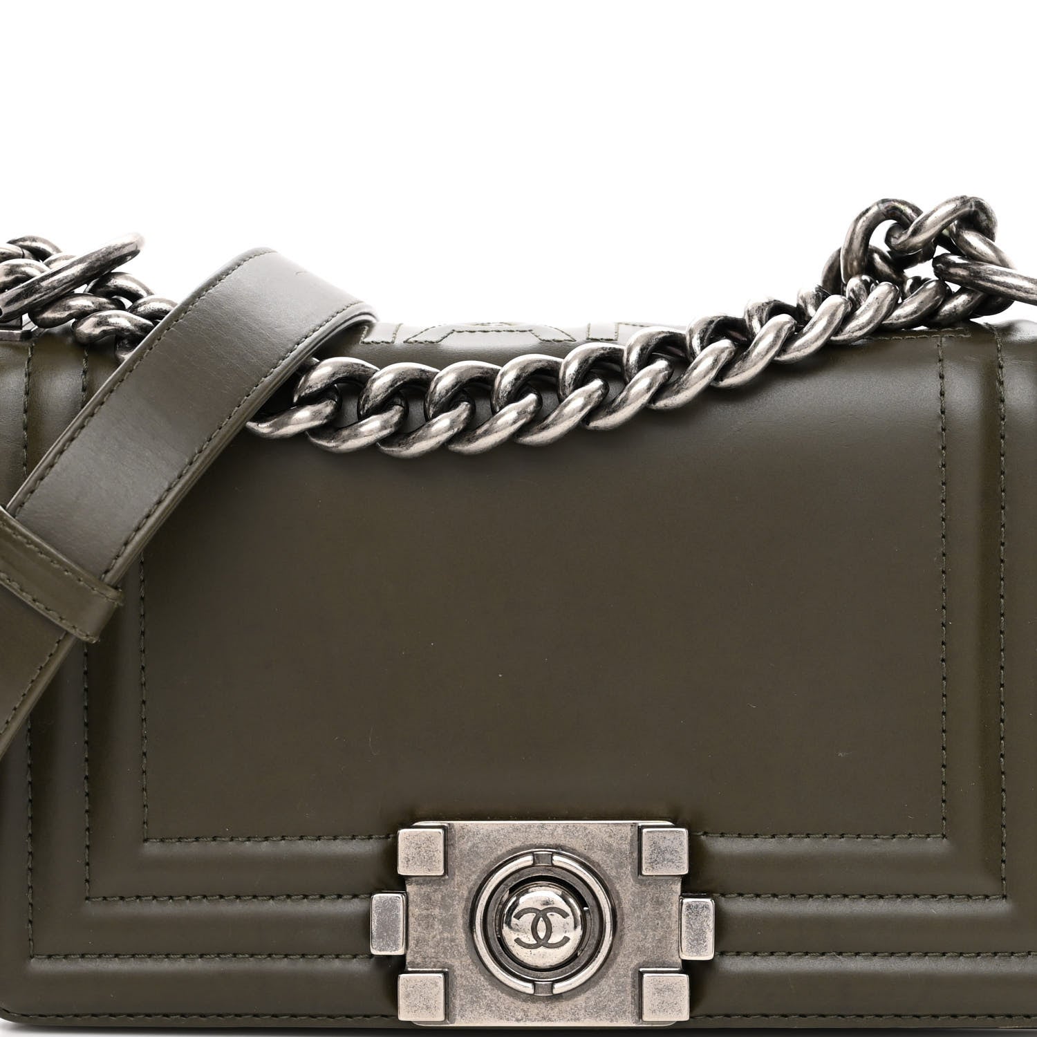 Chanel Glazed Calfskin Small Boy Flap Dark Green 3 of 10