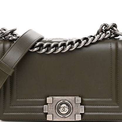 Chanel Glazed Calfskin Small Boy Flap Dark Green 3 of 10