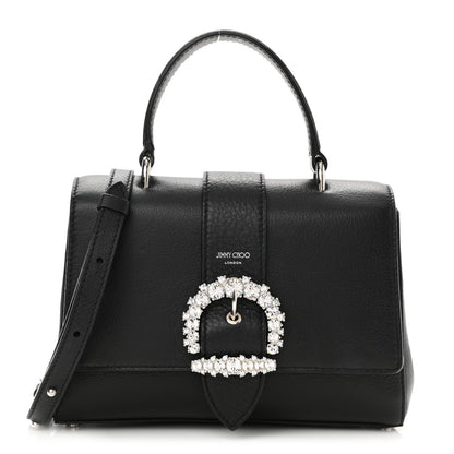 Jimmy Choo Calfskin Crystal Small Cheri Top Handle Bag Black 1 of 8