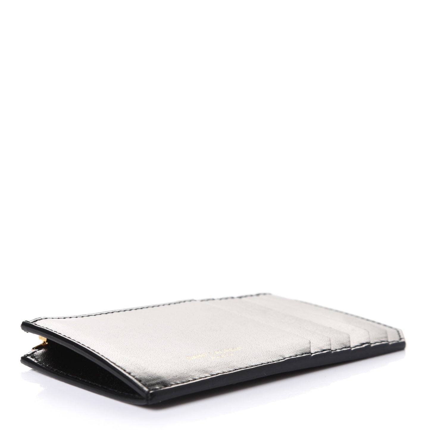 Calfskin 5 Fragments Zip Pouch Card Holder Black