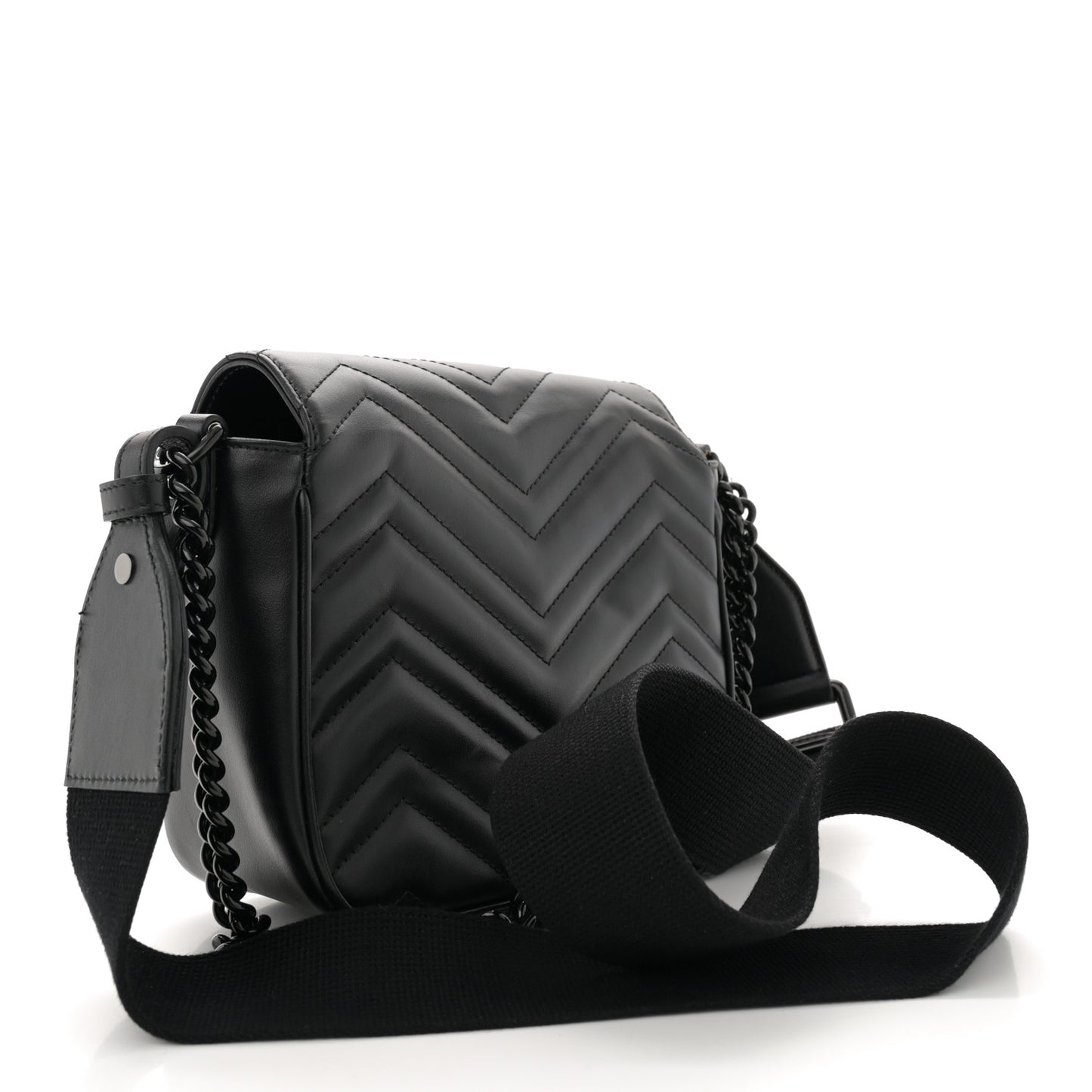 Calfskin Matelasse Monochrome Mini GG Marmont Crossbody Shoulder Bag Black