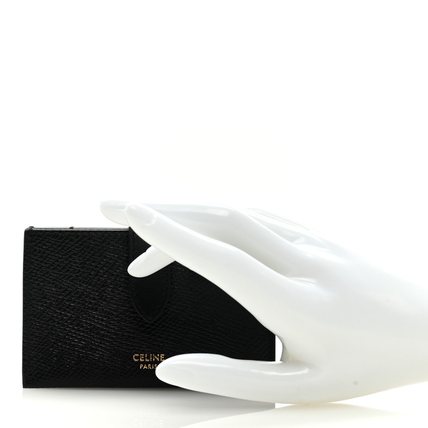 Grained Shiny Calfskin Accordion Card Holder Black