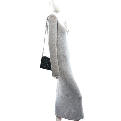 Christian Dior Calfskin Macrocannage Diamond Caro Zipped Pouch With Chain Black 2 of 11