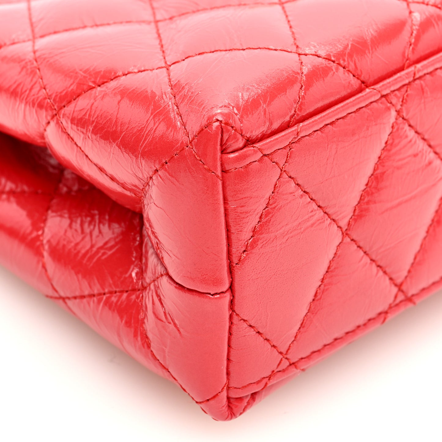 Shiny Aged Calfskin Quilted Nano Kelly Shopper Red