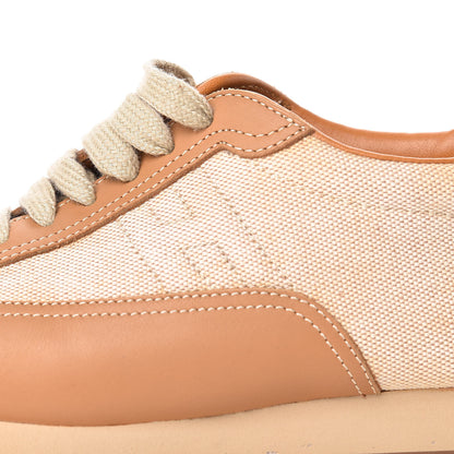 Hermes Calfskin Toile Womens Quick Sneakers 37 Gold 12 of 17