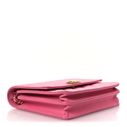 Chanel Lambskin Quilted Boy Square Wallet on Chain WOC Pink 4 of 14