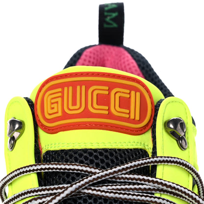 Gucci X SEGA Mesh Technical Canvas Calfskin Reflective Mens Flashtrek Sneakers 9 Neon Yellow Lotus 8 of 9