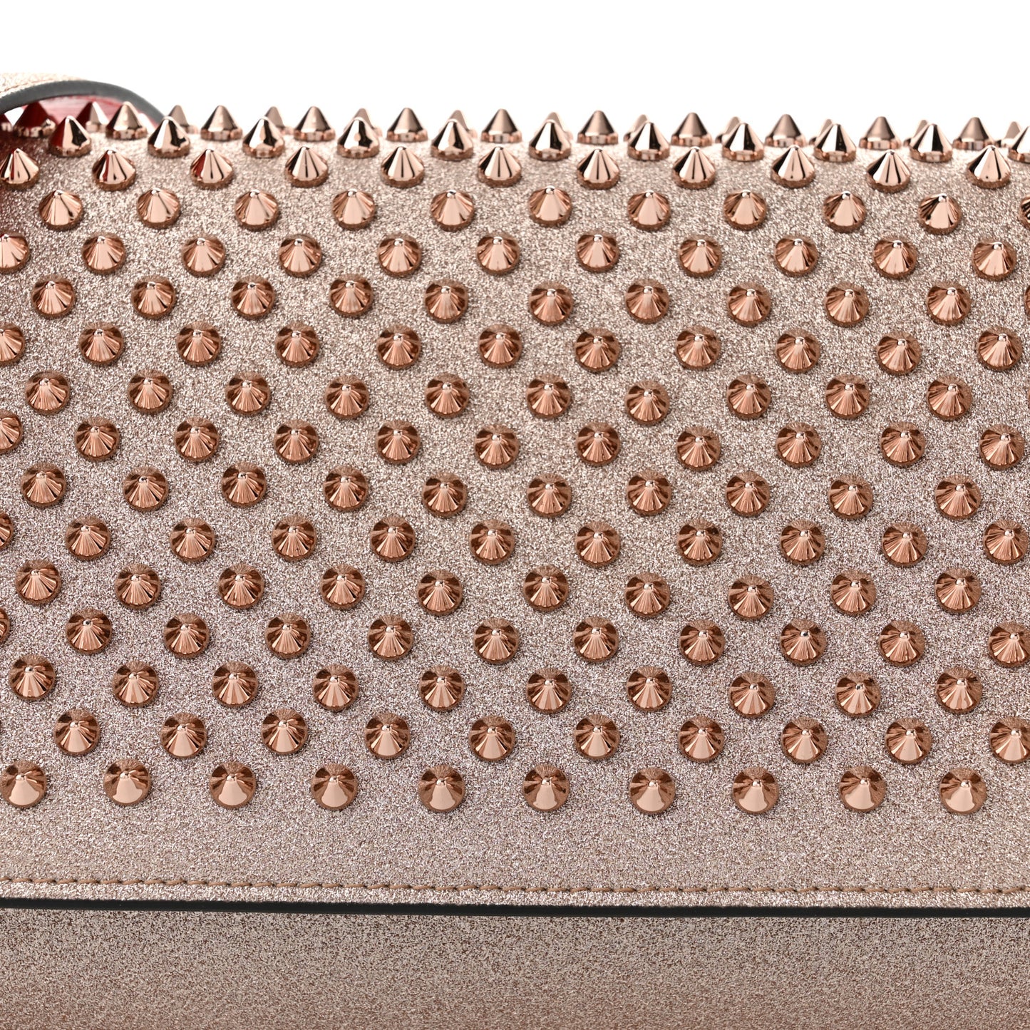 Metallic Calfskin Glitter Spikes Multimetal Paloma Clutch Rose Gold