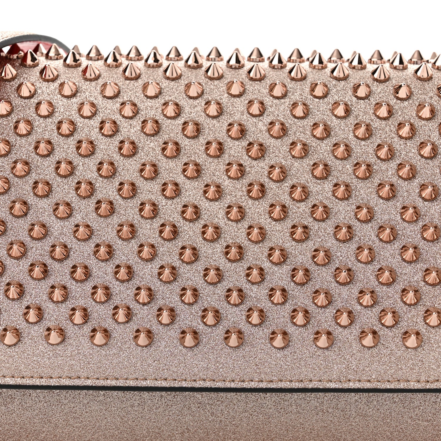 Christian Louboutin Metallic Calfskin Glitter Spikes Multimetal Paloma Clutch Rose Gold 7 of 9