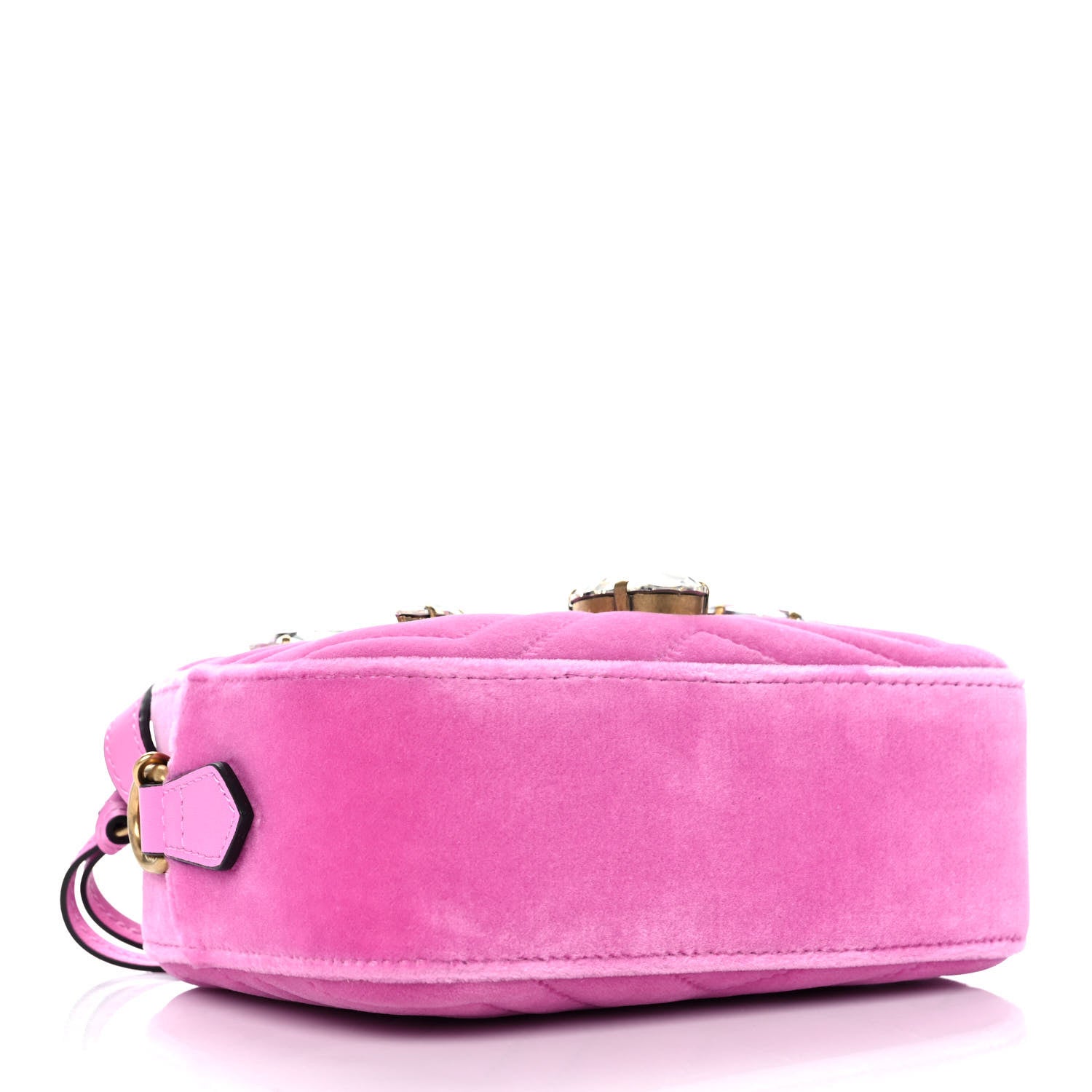 Gucci Velvet Matelasse Marquise Crystals Mini GG Marmont Chain Shoulder Bag Malva 4 of 9