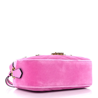 Gucci Velvet Matelasse Marquise Crystals Mini GG Marmont Chain Shoulder Bag Malva 4 of 9