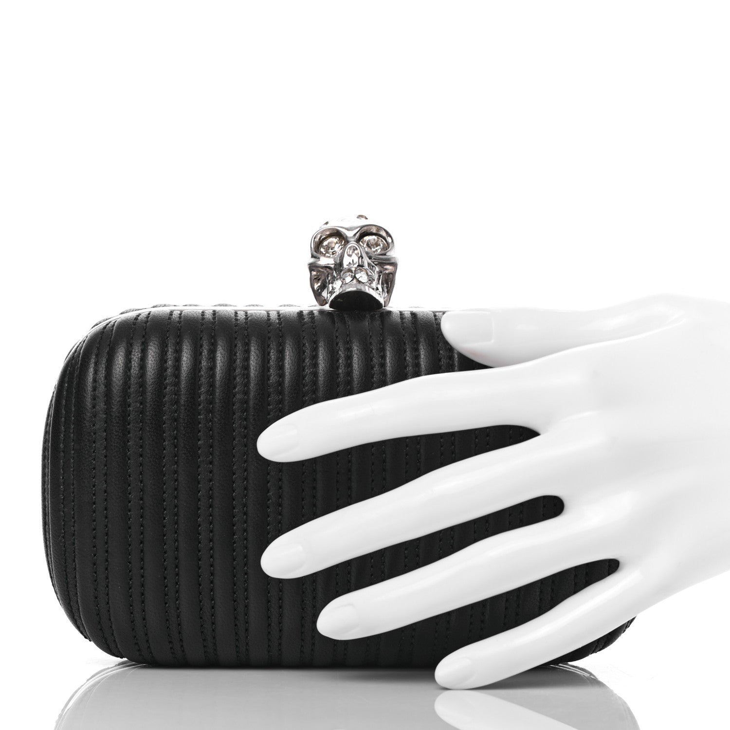 Alexander McQueen Calfskin Skull Box Clutch Black 2 of 9