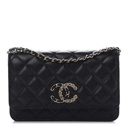 Chanel Caviar Quilted French New Wave Chain CC Wallet On Chain WOC Black 1 of 11