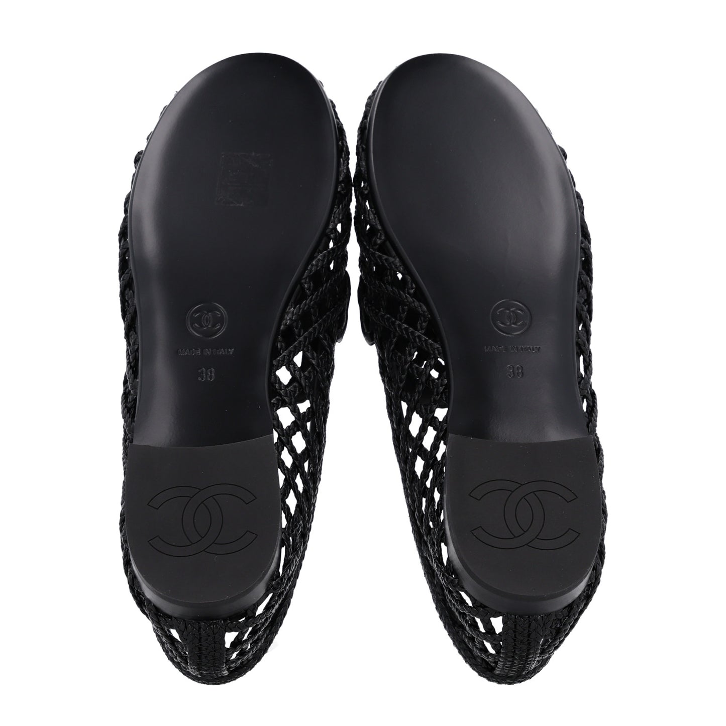Braided Lambskin CC Mocassin Loafers 38 Black