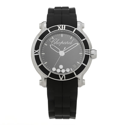 Chopard Stainless Steel Rubber 5 Diamond 36mm Happy Sport Quartz Watch Black 1 of 5