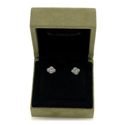 Van Cleef & Arpels 18K White Gold Diamond Sweet Alhambra Earrings 5 of 5