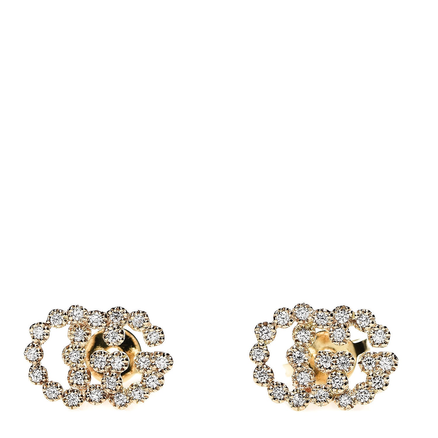 Gucci 18K Yellow Gold Diamond Running G Earrings 1 of 4