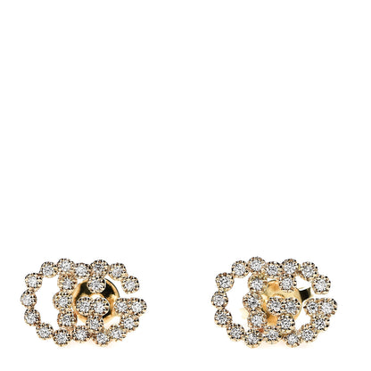 Gucci 18K Yellow Gold Diamond Running G Earrings 1 of 4