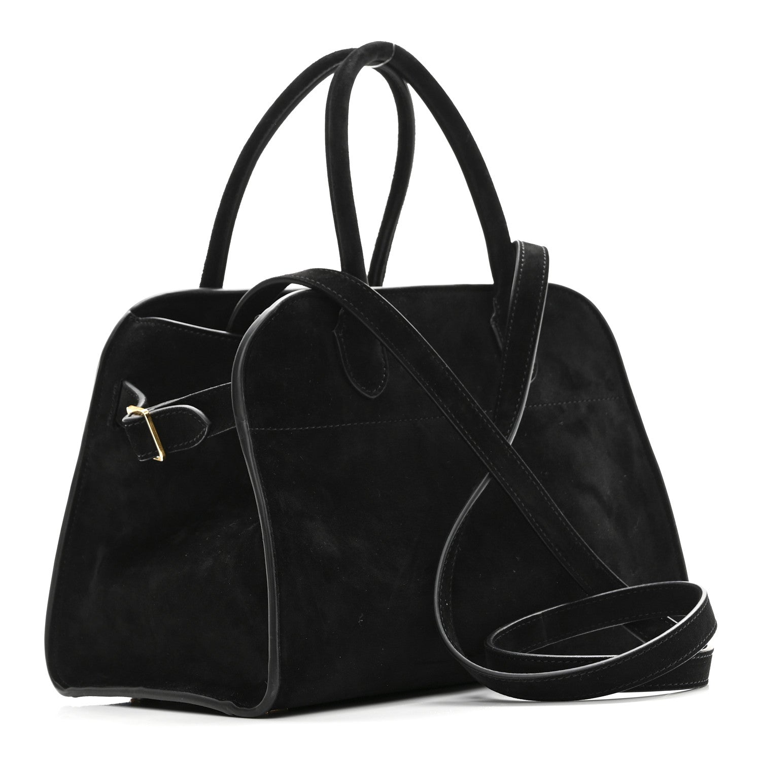 The Row Suede Soft Margaux 10 Bag Black 3 of 9
