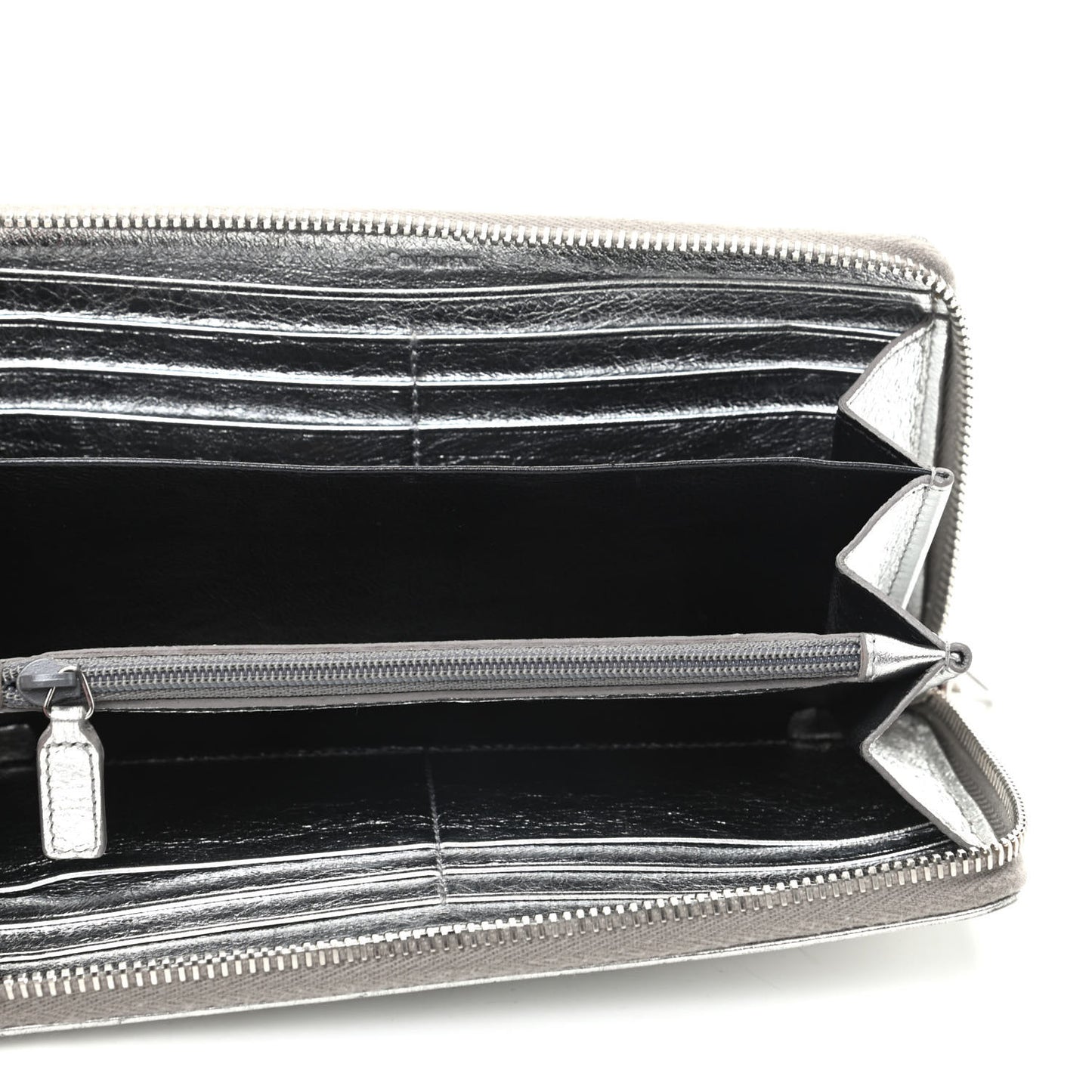 Metallic Calfskin Belle De Jour Zip Around Wallet Moon