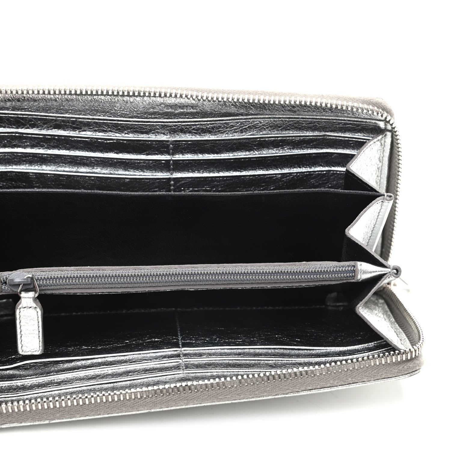 Saint Laurent Metallic Calfskin Belle De Jour Zip Around Wallet Moon 5 of 8
