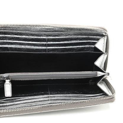 Saint Laurent Metallic Calfskin Belle De Jour Zip Around Wallet Moon 5 of 8