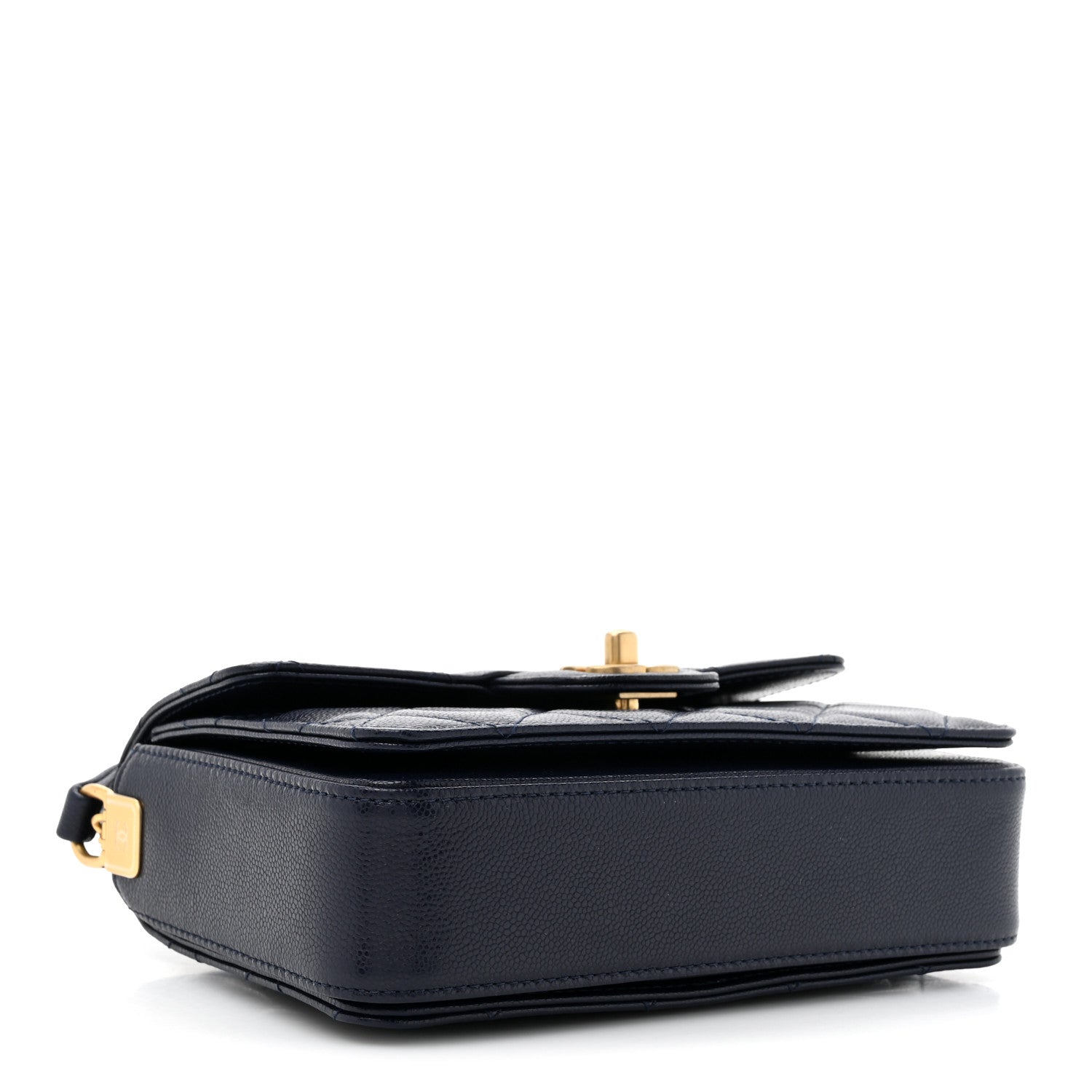 Chanel Shiny Caviar Quilted Mini Top Handle Flap Navy Blue 4 of 11