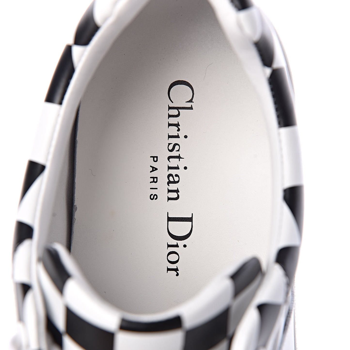Calfskin Checkered Printed D-Bee Sneakers 40 Black White