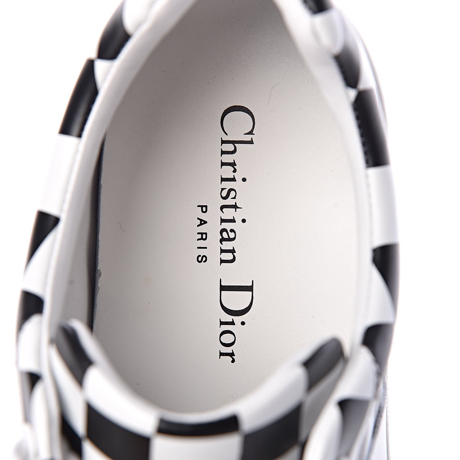Christian Dior Calfskin Checkered Printed D-Bee Sneakers 40 Black White 7 of 8