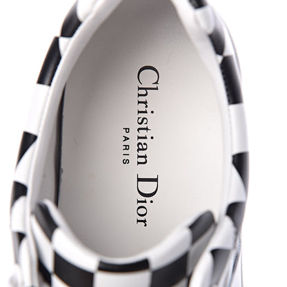 Christian Dior Calfskin Checkered Printed D-Bee Sneakers 40 Black White 7 of 8
