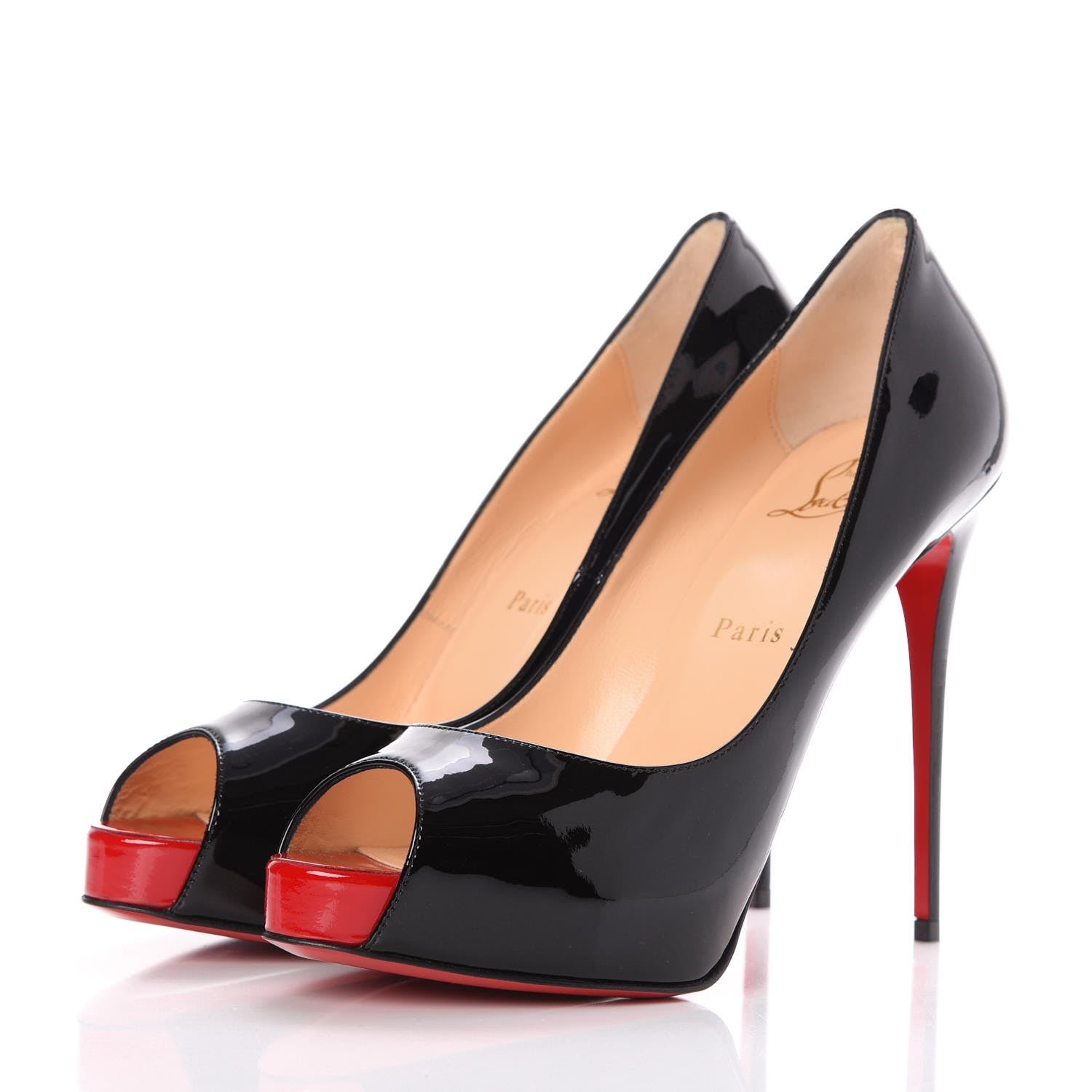 Christian Louboutin Patent New Very Prive 120 Pumps 38.5 Black Red 3 of 8