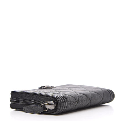 Chanel Caviar Quilted Small Boy Zip Around Wallet Black 4 of 10