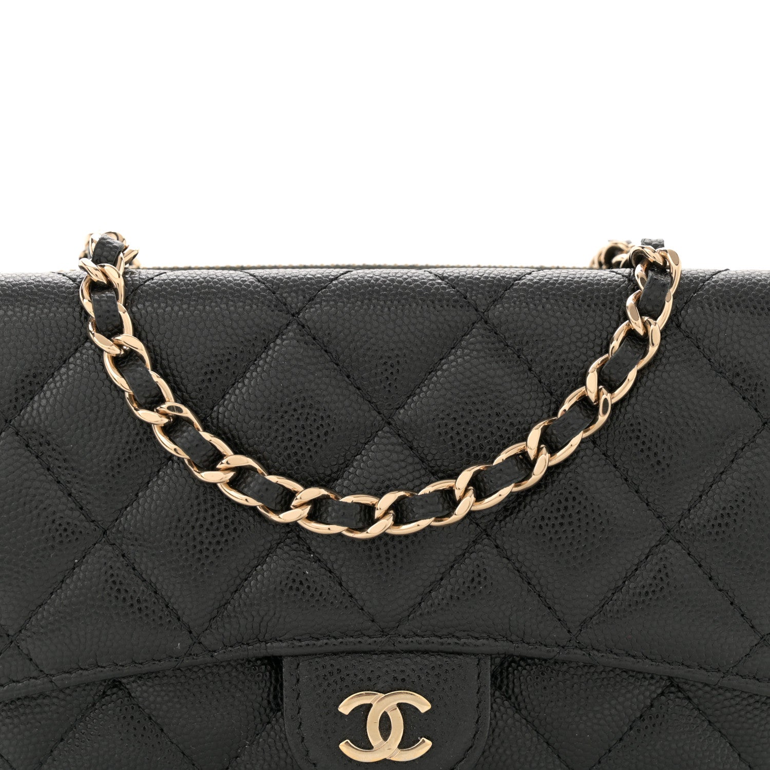 Chanel Caviar Quilted Flap Phone Holder With Chain Black 9 of 14