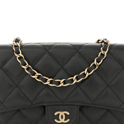 Chanel Caviar Quilted Flap Phone Holder With Chain Black 9 of 14