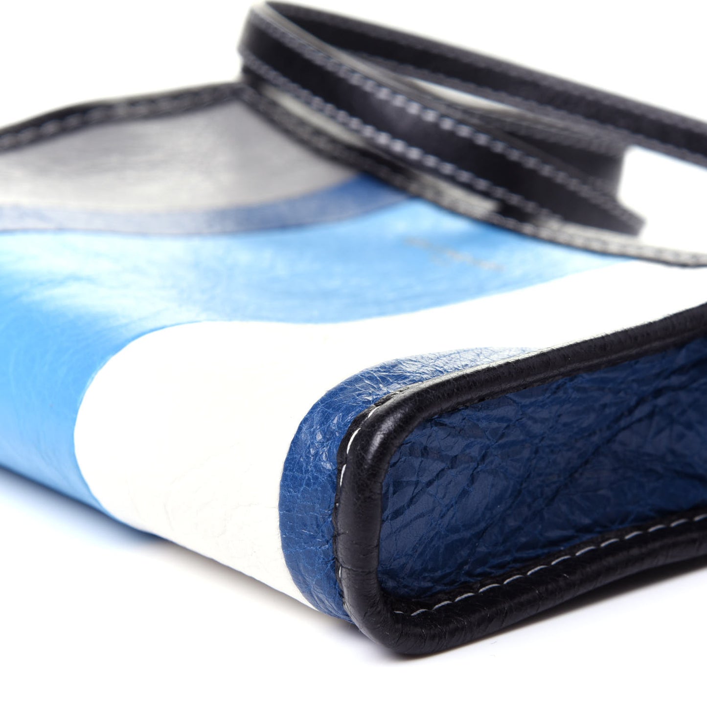 Veau Arena Multicolore Bazar Strap Clutch Bleu Gris White Black