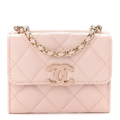 Chanel Caviar Quilted Card Holder On Chain Light Pink 1 of 10