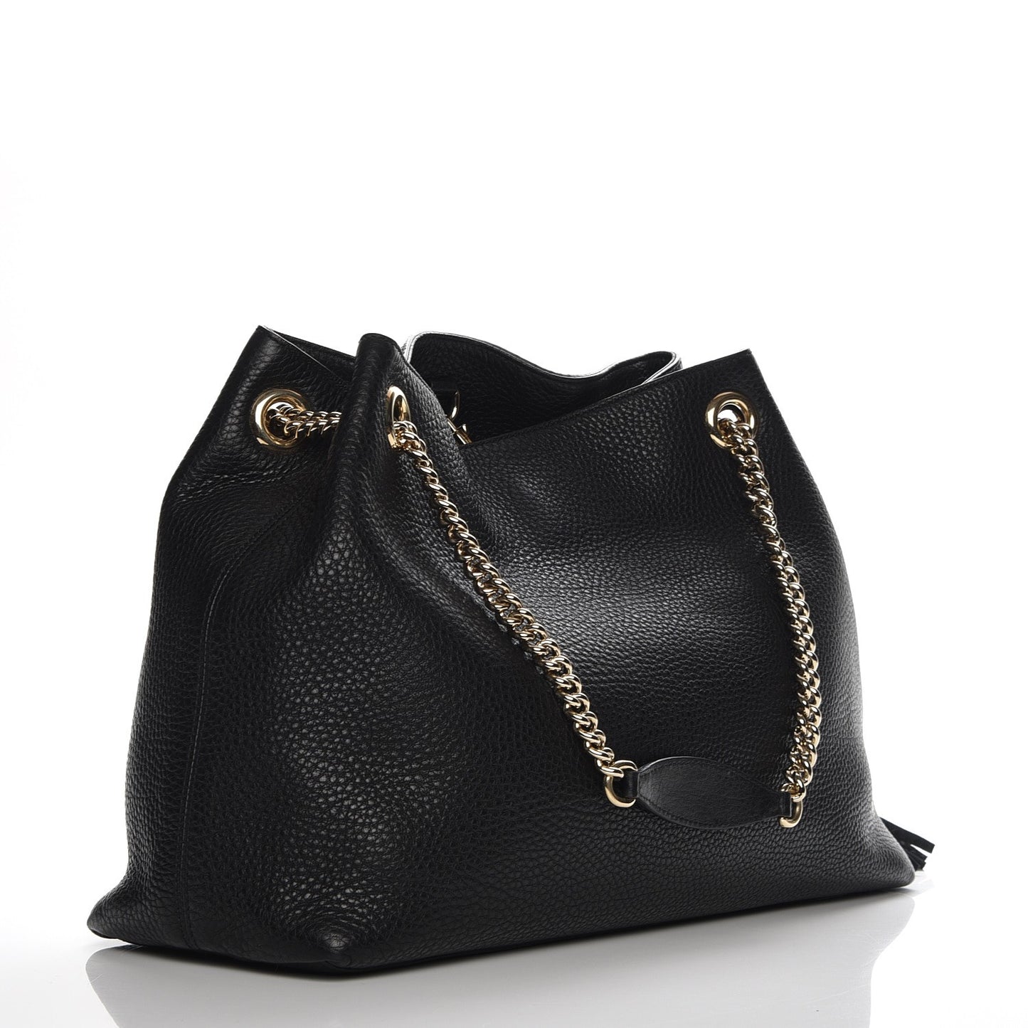 Pebbled Calfskin Medium Soho Chain Shoulder Bag Black