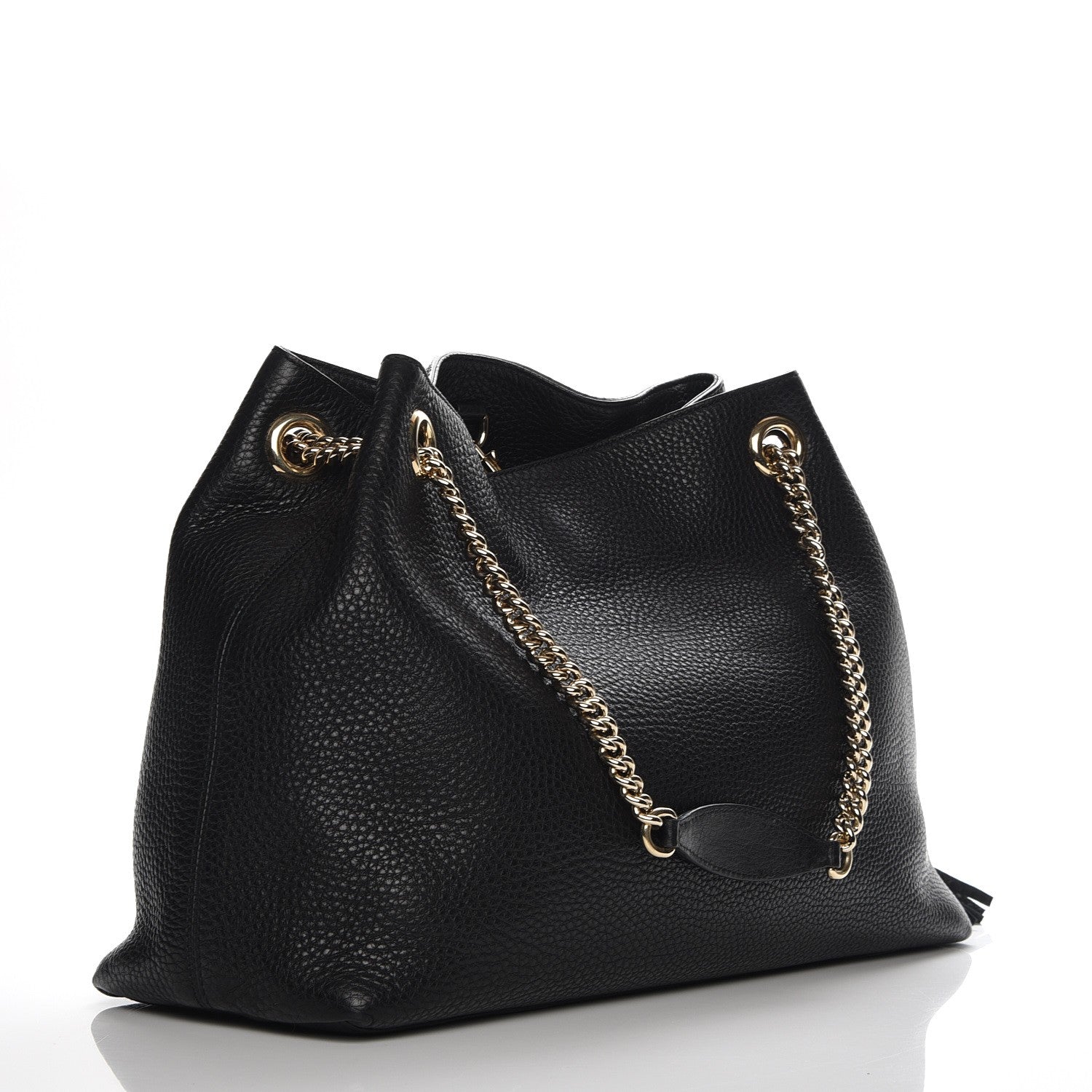Gucci Pebbled Calfskin Medium Soho Chain Shoulder Bag Black 3 of 7