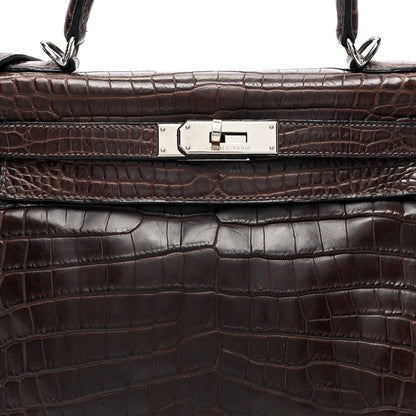 Hermes Matte Niloticus Crocodile Kelly Retourne 28 Havane 8 of 12