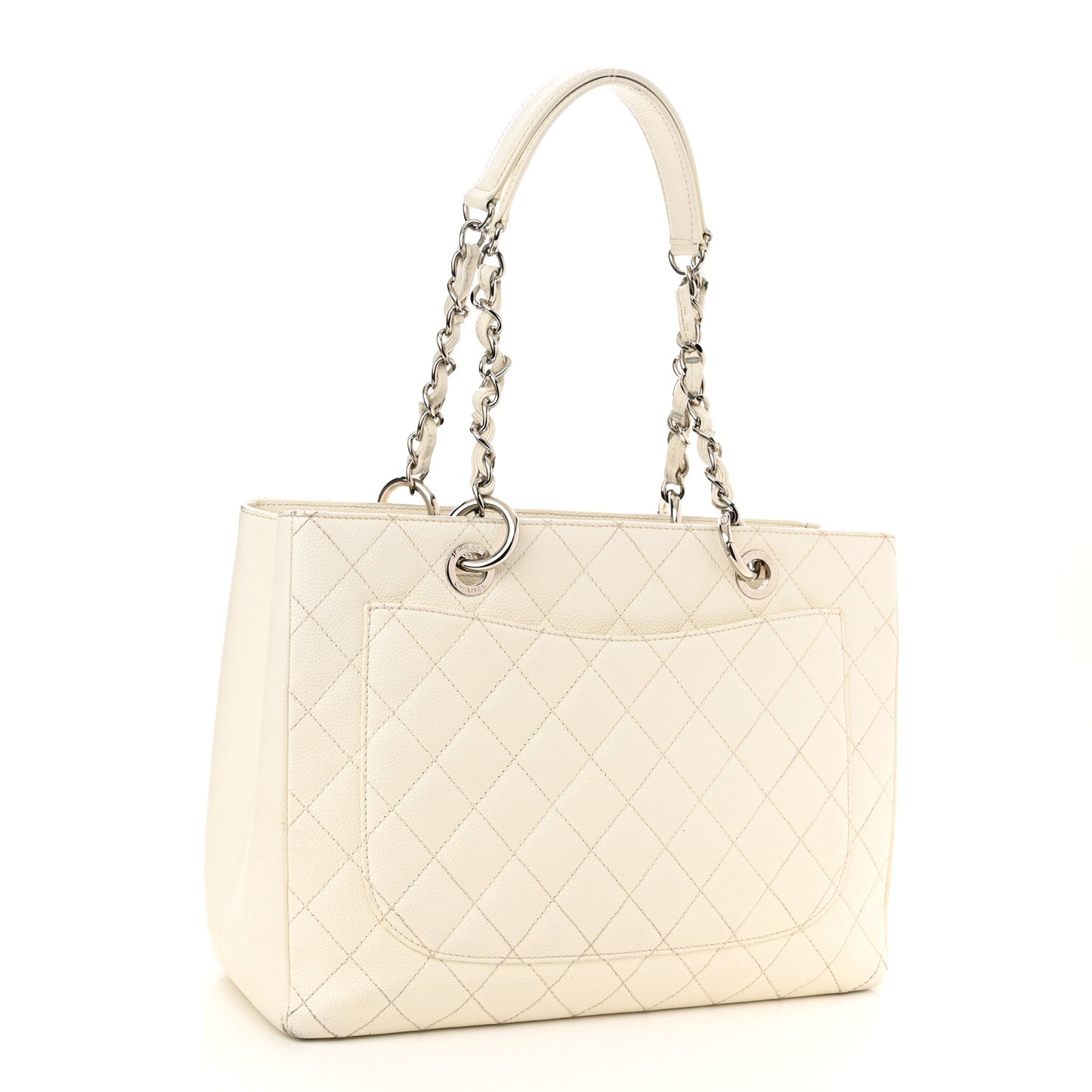 Caviar Quilted Grand Shopping Tote GST White