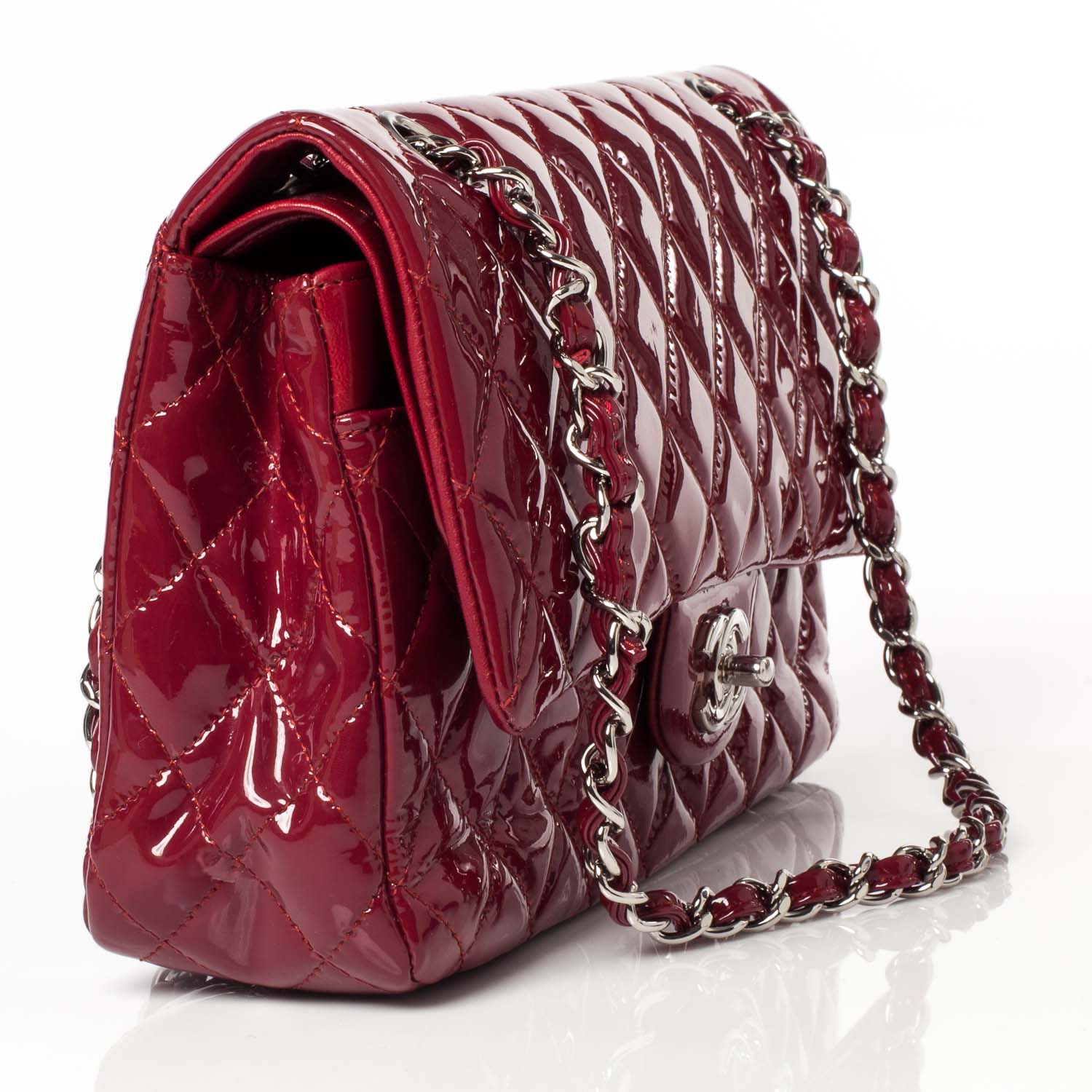 Chanel Patent Medium Double Flap Red 3 of 9