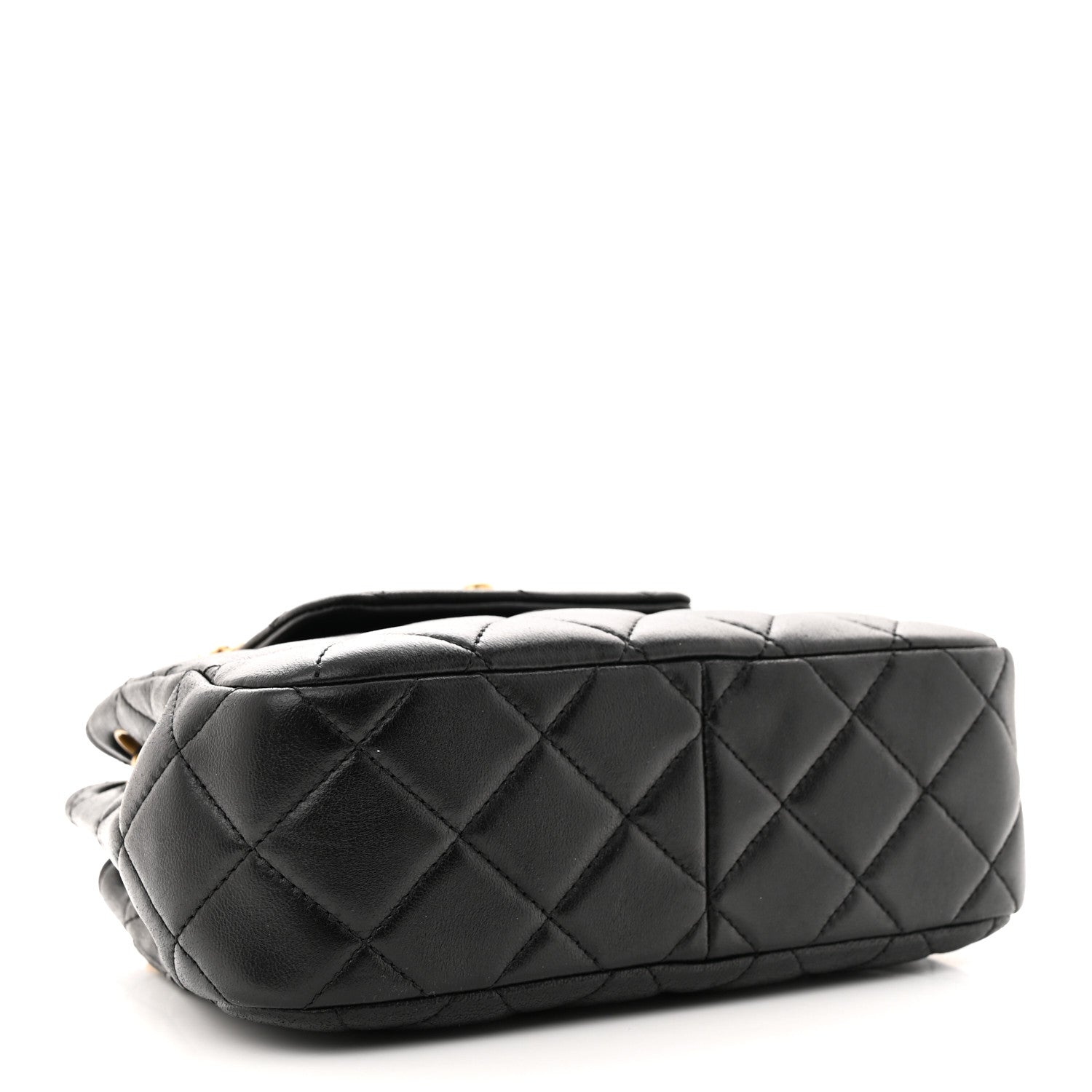 Chanel Lambskin Quilted Braided CC Accordion Flap Bag Black 4 of 12