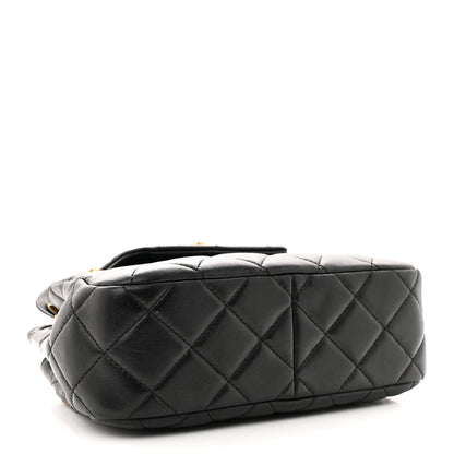 Chanel Lambskin Quilted Braided CC Accordion Flap Bag Black 4 of 12