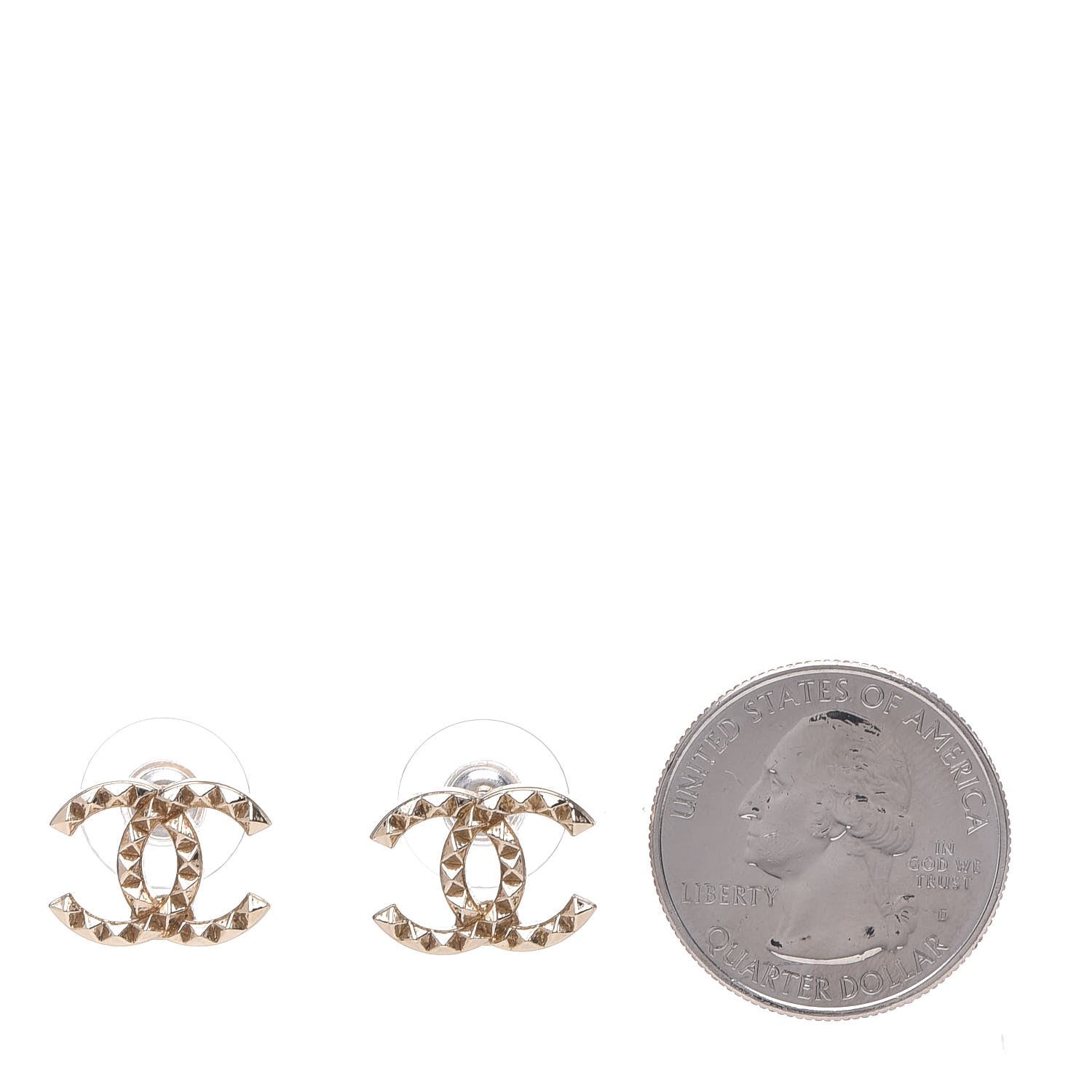 Chanel Studded CC Earrings Gold 2 of 5