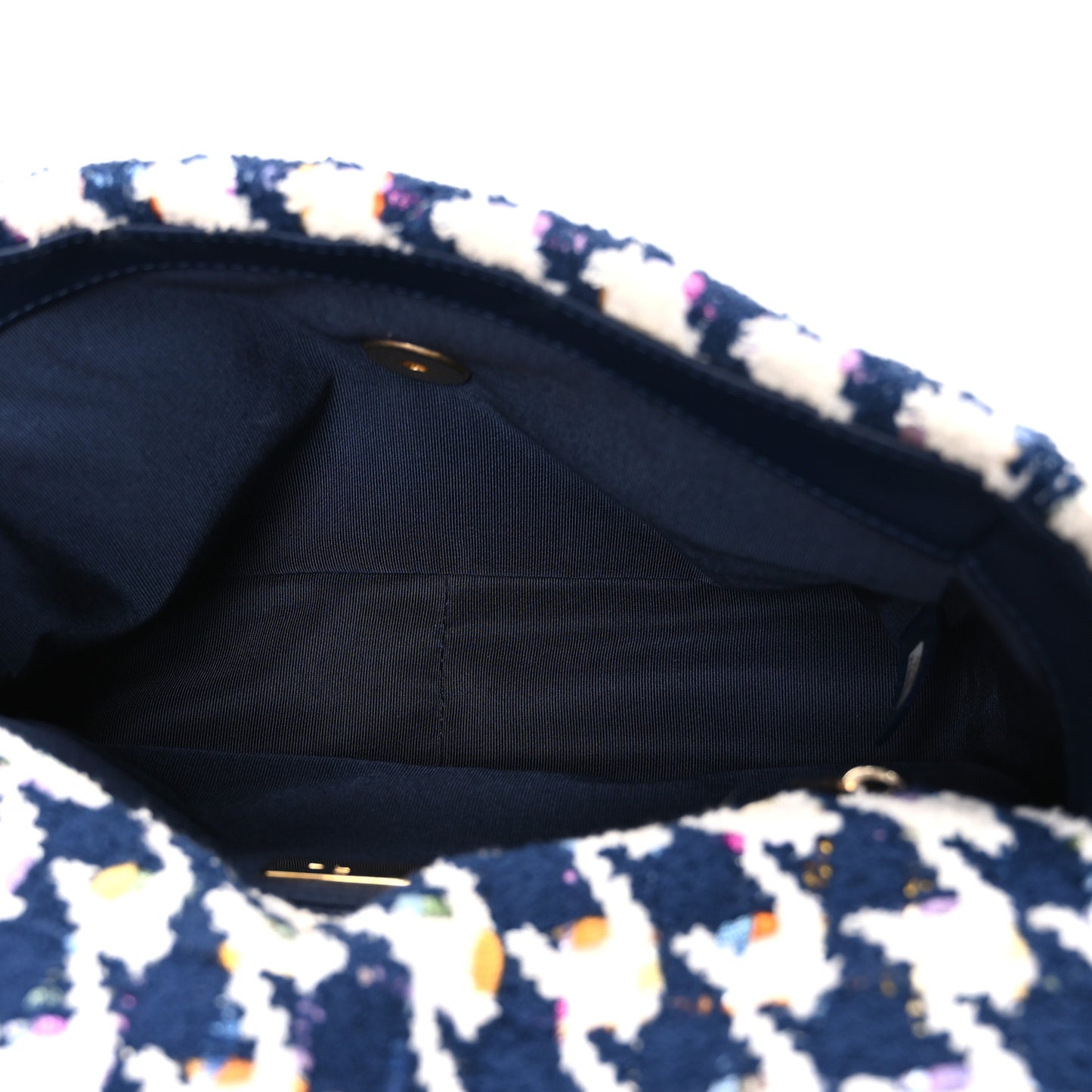 Tweed Quilted Medium Chanel 19 Flap Ecru Navy Blue Multicolor