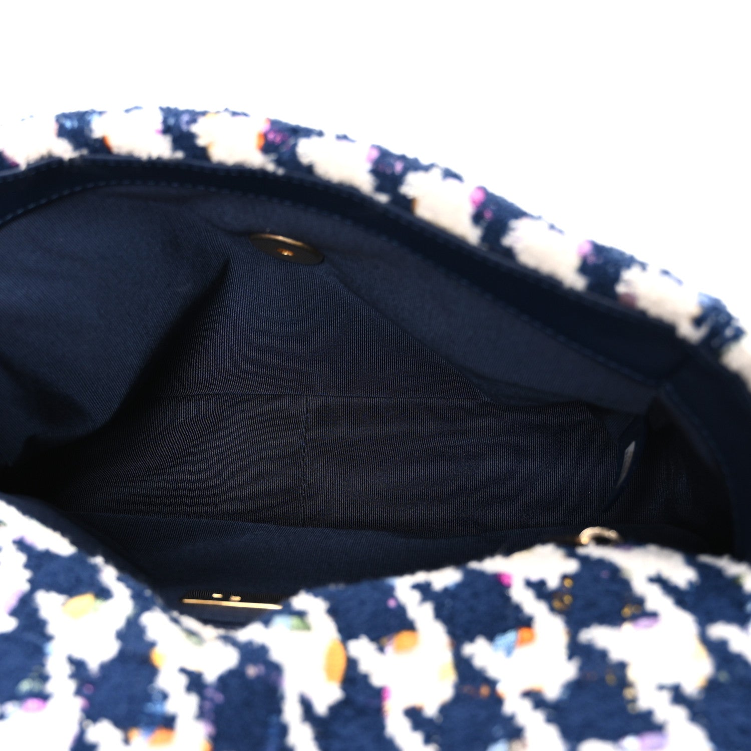 Chanel Tweed Quilted Medium Chanel 19 Flap Ecru Navy Blue Multicolor 5 of 11