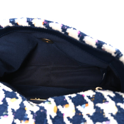 Chanel Tweed Quilted Medium Chanel 19 Flap Ecru Navy Blue Multicolor 5 of 11