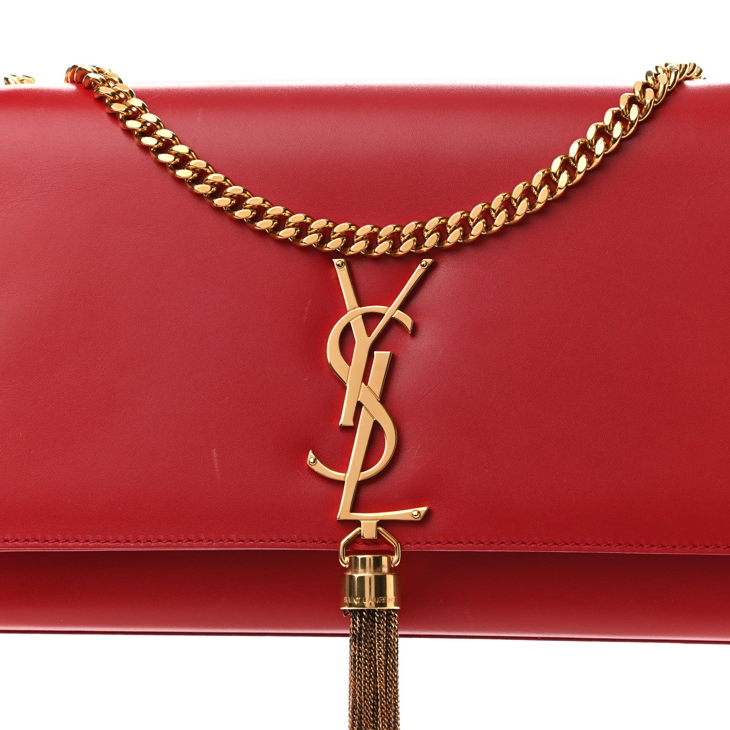 Saint Laurent Smooth Calfskin Medium Classic Monogram Kate Tassel Satchel Lipstick Red 8 of 15