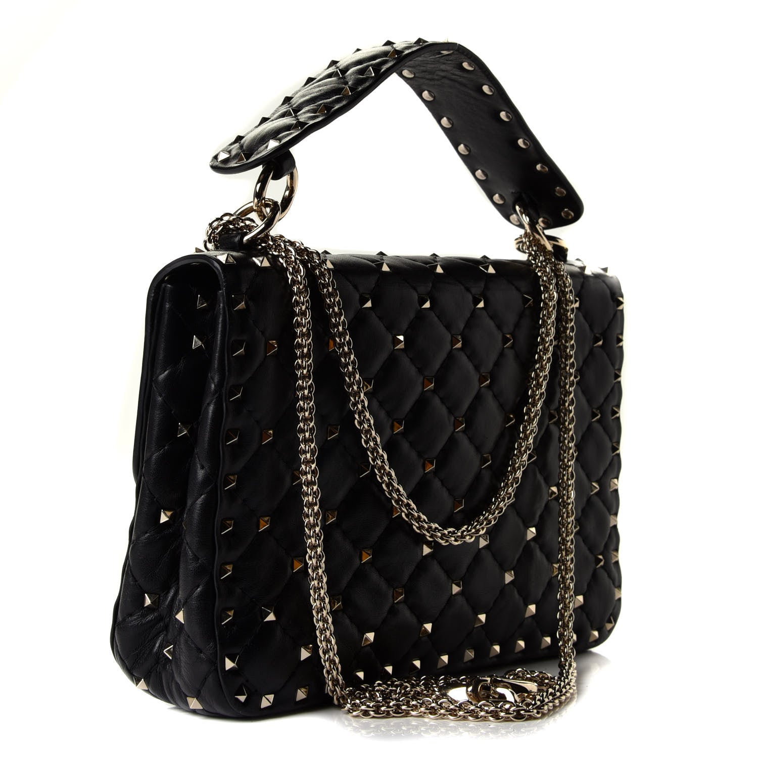 Valentino Garavani Lambskin Medium Rockstud Spike Shoulder Bag Black 9 of 12